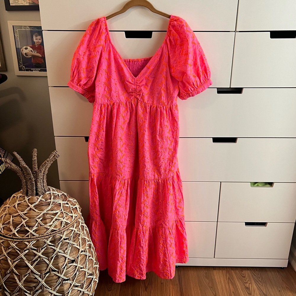 Lilly Pulitzer Kina Babydoll Eyelet Midi Dress
